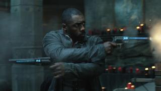 Idris Elba shows off his flashy gun skills as Roland in The Dark Tower